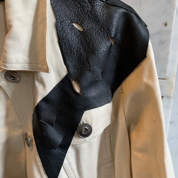 Kensie grey denim jacket handmade + real leather S - Picture 7 of 8